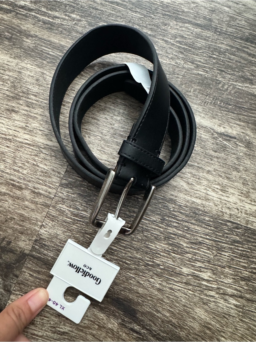 Goodfellow & Co Black Leather Belt with Silver-Tone Buckle